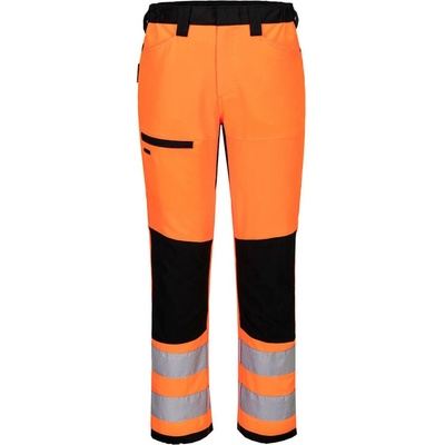 PortWest kalhoty CD857 WX2 Eco třídy 2 do pasu reflexní oranžová/černá