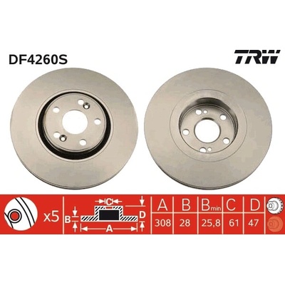Brzdový kotúč TRW DF4260S