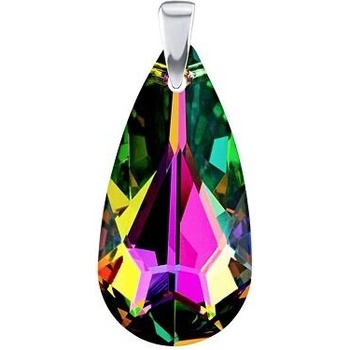 SILVEGO Strieborný prívesok Kvapka 24mm zelená so Swarovski® Crystals LSW010P