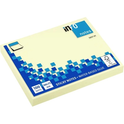 INFO NOTES Самоз лист Info Notes Жълт 100х75 mm 100 л (1901054-02-5657-01)