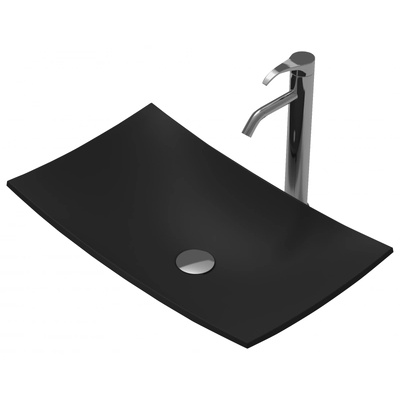 Inter Ceramic Мивка за баня Алба 64х38 см, полимермраморен камък, черен мат (685b)