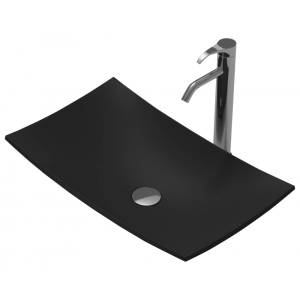 Inter Ceramic Мивка за баня Алба 64х38 см, полимермраморен камък, черен мат (685b)