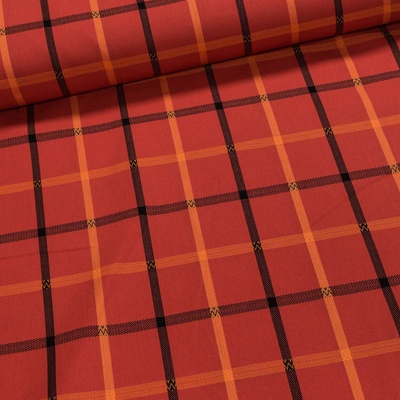 Potahové akrylové plátno (dralon, teflon) na zahradní nábytek, červené káro, š.140cm (látka v metráži)