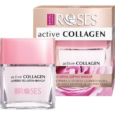 Nature of Agiva Roses Дневен гел-крем против бръчки Active Collagen, 50 ml