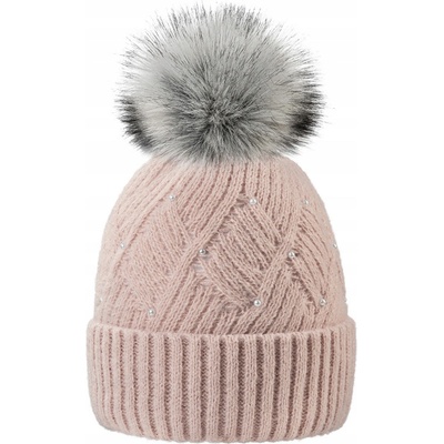 Fashionweek čepice s perlami Wool Pearl světle růžová