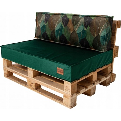 Golden Garden Paletové sedenie GG44 podsedák a vankúš 120 x 80 x 15 cm smaragdová vzor kvety
