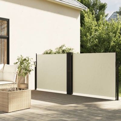 vidaXL Zatahovací boční markýza 100 x 1 000 cm krémová