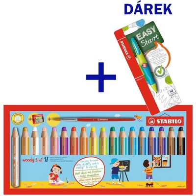 Stabilo woody 3 in 1 880/18-3 pastelky sada 18 ks ořezávátko a štětec