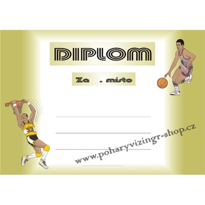 VIZINGR Basketbal diplom A4 č.2