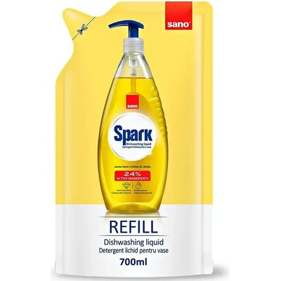 Sano Spark за домакински съдове лимон 700 мл пълнител