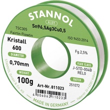 Stannol Kristall 600 Fairtin spájkovací cín bez olova bez olova Sn96,5Ag3Cu0,5 REL0 100 g 0.7 mm