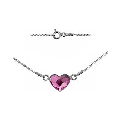 Nubis stříbrný se srdcem Crystals from Swarovski Fuchsia NB 0201 FU