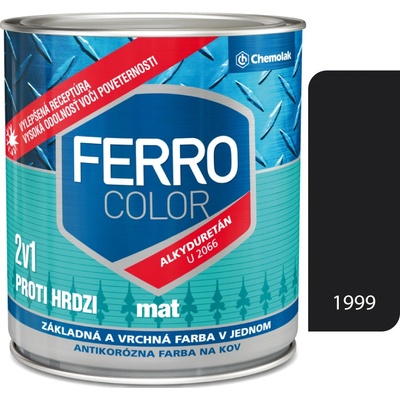 Ferro Color U2066 Mat 1999 čierna základná a vrchná farba na kov 0,75l