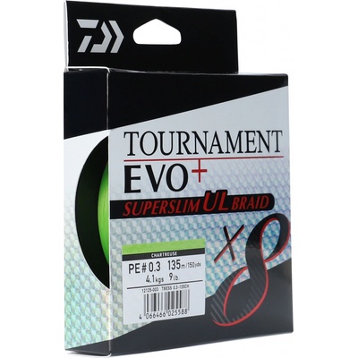 Daiwa Splietaná šnúra Tournament X8 EVO+ Super Slim UL Braid Chartreuse 135 m 0,08 mm 6,40 kg