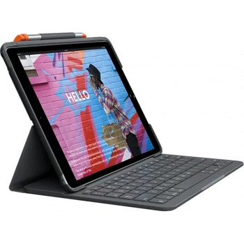 Logitech Slim Kayboard Folio - безжична клавиатура, кейс и поставка за iPad 7 (2019), iPad 8 (2020) (черен)