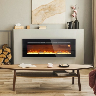 Homcom Nástěnný elektrický krb 1800 W černý