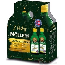 MOLLER´S Omega 3 rybí olej + vitamín D duo balenie citrónová príchuť 2 x 250 ml