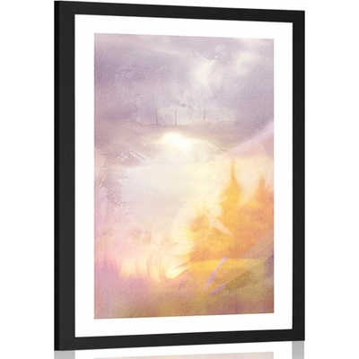Plakát s paspartou zářivé obrysy lesa - 20x30 black