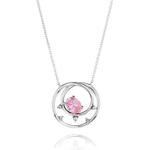 Swan Сребърно колие с розов цирконий JT426NP Swan
