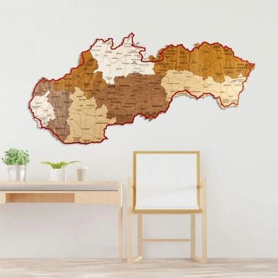 Via Slovakia - dřevěná mapa trasy 100 x 50 cm (kraje)