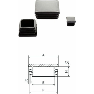 Euroferm Krytka 50x50x2mm čierna plastová ZK50x50