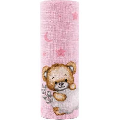 Baby Nellys 70×80 cm Basic Medvedík a hviezdičky v ružovej