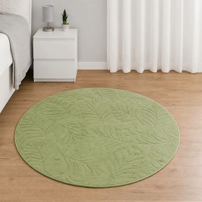 Takoy Koberec kulatý o průměru 120 cm vzor listí zelený-HT-00411 | Ø 120 cm