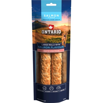 Ontario Žuvacia pochúťka Protein veľká rolka pre veľké plemená s príchuťou lososa 25,4 cm 2 ks