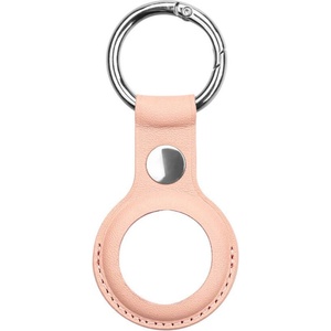 PU Leather Стилен ключодържател от изкуствена кожа за Apple AirTag - PU Leather Keyring Keychain Case (розов)