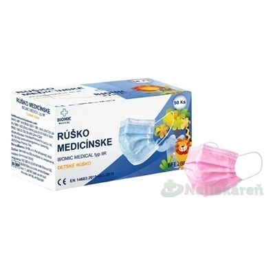 Biomic Medicínská rouška typ IIR růžová dětská 50 ks