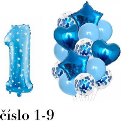 balonky.cz Helium set světle modrá hvězda + světlemodré balónky KRÁSNÉ NAROZENINY