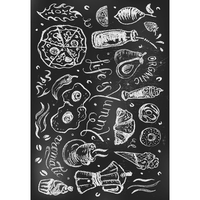 Vitaus Черен килим подходящ за пране 80x150 cm Life Is Yummy - Vitaus (KRN-6362-80x150)