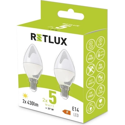 Retlux REL 34 Sada LED žárovek Candle 5W E14 teplá bílá