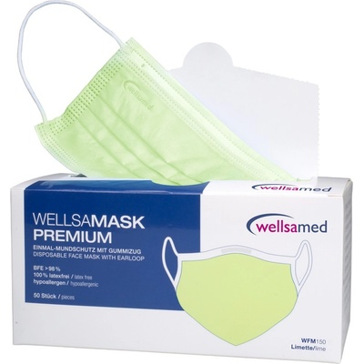 Wellsamed 3-vrstvé hypoalergenní ochranné ústenky limetková 50 ks