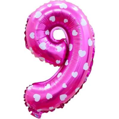 PartyDeco Balónek fóliový narozeniny číslo 9 růžový