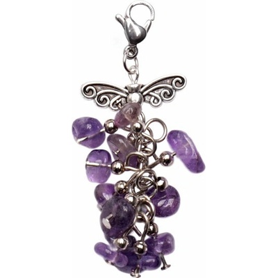 Nefertitis Ametyst hrozen přívěsek s andělskými křídly NF18736