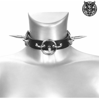 Image 1 of Leather & steel fashion чокър triple rings- lsf9 86