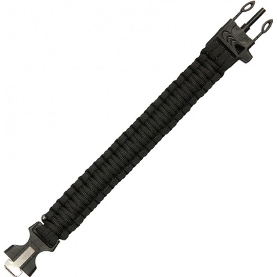 Paracord 101 Inc Whistle Firesteel Buckle - čierny