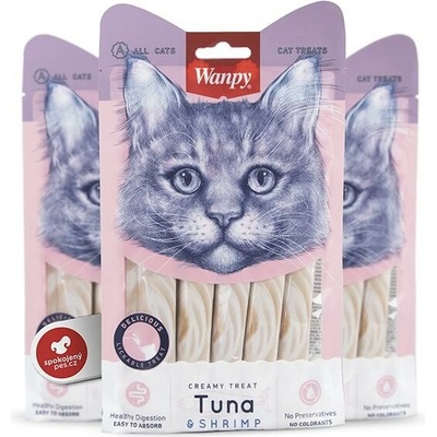 Wanpy Cat Creamy Lickable Treats Tuna & Shrimp 5 x 14 g