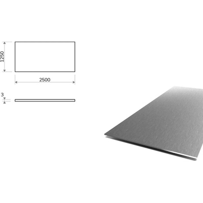 Nerezový plech broušený (1.4301/7 - K320) 1,25x2,5 m, tloušťka 3 mm + fólie