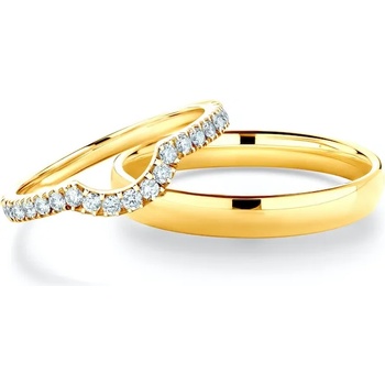 Image 1 of SAVICKI Сватбени халки This Is Love: злато, диаманти, полукръгъл профил. 2 мм и 3 мм