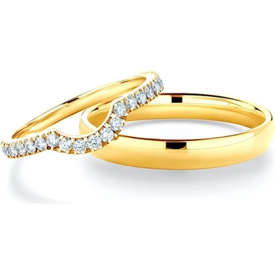 SAVICKI Сватбени халки This Is Love: злато, диаманти, полукръгъл профил. 2 мм и 3 мм