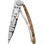 DEEJO 1cc513 tattoo serration brown / Ултралеко джобно ножче с алуминиева дръжка и частично назъбено острие (1cc513)