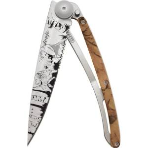 DEEJO 1cc513 tattoo serration brown / Ултралеко джобно ножче с алуминиева дръжка и частично назъбено острие (1cc513)