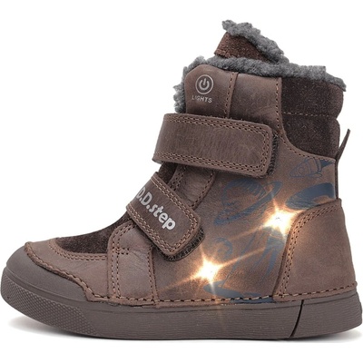 D.D.Step dětské svítící zimní boty W068-52998B Chocolate