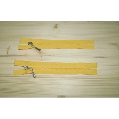 Kostenný zips žltá tmavá 3mm nedeliteľný 14cm