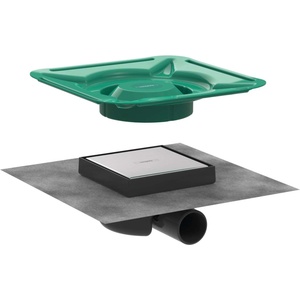 Hansgrohe RainDrain Spot - Подов сифон с решетка 15x15 cm, за плочки, четкана неръждаема стомана 56112800 (56112800)