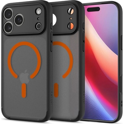 Spigen Хибриден кейс с висока степен на защита с MagSafe за iPhone 17 Pro - Spigen Ultra Hybrid MagSafe Case (черен-оранжев) (ACS10483)