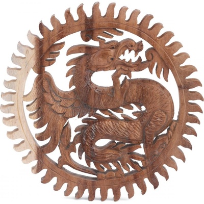 Dřevěná nástěnná dekorace DRAK natural ø 25 cm