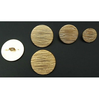 Luxusný kovový gombík s jemnými vrúbkami – plochý – zlatý – priemer 2,8 cm